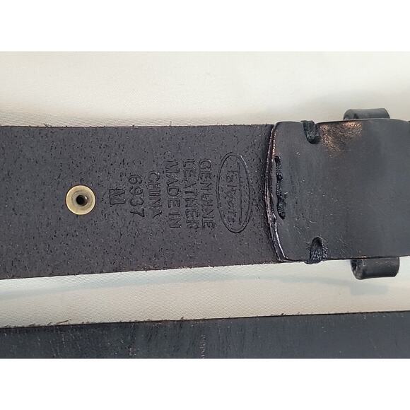 Talbot's Medium Black Belt Woven Genuine Leather SILVER RECTANGLE buckle - Picture 6 of 6